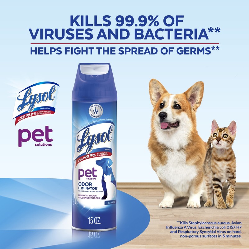 Lysol Pet Odor Eliminator Spray, Sanitizing and Disinfecting Spray for