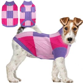 To A Turn Turtleneck Pet Sweaters for Dogs Boys or Girls,Color Inlay and Moving Needle Pattern Dog Sweater,Pet Clothes,Dog Sweaters,Suitable for Various Breeds Dogs or Sizes(Purple Group,M)