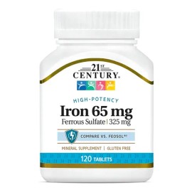 Hierro 65 Mg (sulfato De Hierro 325mg) 21st Century 120 Tabs Sabor N/a