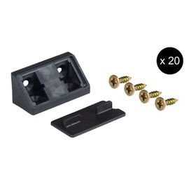 ALUSFERA Angle Connector Double Set 20/40 x Furniture Connectors Cabinet Connector Construction Angle Body Connector with Cover Flap Rear Wall Connector with Screws Black