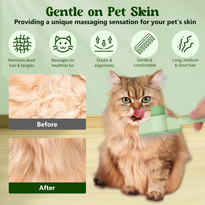 Pet Combs for Cats, Self-Cleaning Flea Comb for Dogs, Stainless