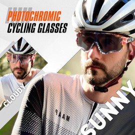 KAPVOE Photochromic Cycling Glasses TR90 Frame Men Women UV400 Protection Design of Ventilation Holes Transparent Sports Sunglasses Specially Designed for Mountain Biking, Running, Baseball and More