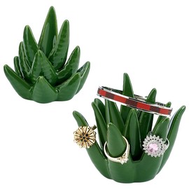 PH PandaHall 2 Pack Aloe Ring Holder Ring Holder Dish Jewellery Organizer Ceramic Dish Cactus Trinket Tray Decorative Tray Plant Succulent Decor Room Dresser for Wedding Home Decor Birthday Gifts