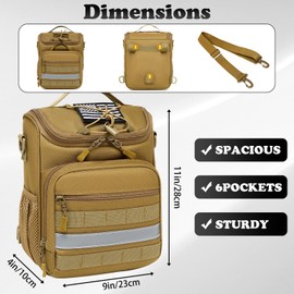 SLINRKE Knee Walker Handlebar Bag - Tactical Knee Walker Accessories Bag with Insulated Pocket & Shoulder Strap for Knee Walker, Bike, Scooter (Brown)