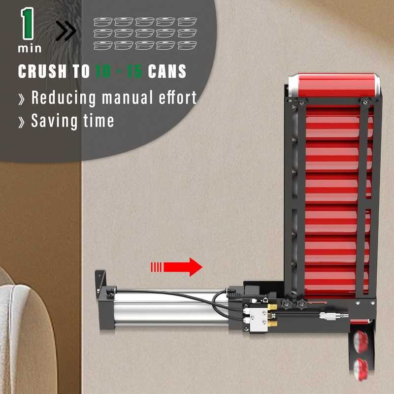 Pneumatic Can Crusher, Air Power Can Crusher Wall Mounted with