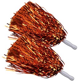 ICObuty Metallic Cheerleading Pom Poms Foil Fluffy 12 inch 2 Pack NO Sheddingfor Sport Squads Dance Hen Party Stage Performance Celebration (Orange)