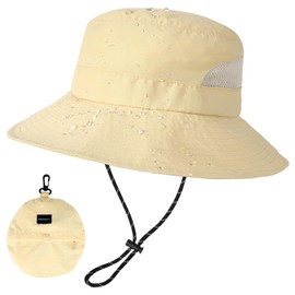 AYPOW Regenhut Damen Sonnenschutz Herren Wasserdichter UV Schutz Fischerhut Faltbar mit Kinnriemen Verstellbare Anglerhut Schnell Dry Bucket Hat Sommermütze Outdoor Aktivitäten Wandern Safari