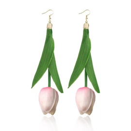 Tulip Earrings for Women Trendy Flower Earrings for Women Dangling Yellow Pink Tulip Earrings Dangle 3D Flower Summer Jewelry Surprise for Women