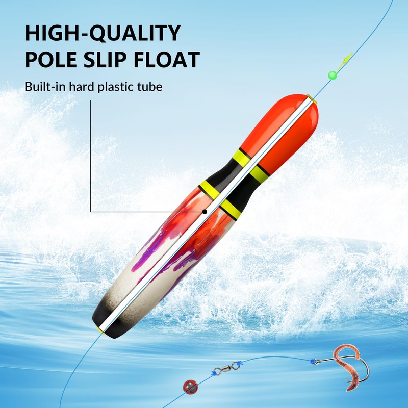 QualyQualy Fishing Floats, Weighted Catfish Pole Floats, High Visibility Wood