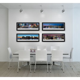Blakeway Worldwide Panoramas Detroit, Michigan at Night-Blakeway Panoramas Skyline Posters, Select Frame with Single Mat