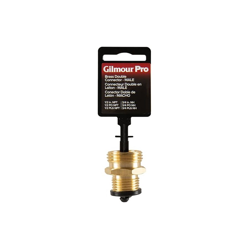 Gilmour Pro Brass Double Male Hose Connector, Metal Hose Connector