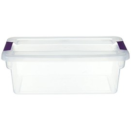 Sterilite 17511712 6 Quart Clearview Latch Storage Container with Plum Handles