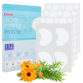Korintin Pimple Patch, Pimple Patch Hydrocolloid Pack of 112, Waterproof and Breathable Absorption Acne Patches, 3 Sizes (8 mm, 10 mm, 38 mm x 26 mm)