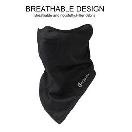 Oscenny Balaclava, Adjustable Length, Stable Ear Loop, Windproof Balaclava, Tube Scarf for Skiing, Snowboarding, Motorcycle, Bike, Winter, Highly Breathable Area for Men and Women, black