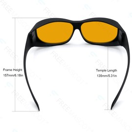 FREEMASCOT Professional OD 6+ 190nm-490nm Wavelength Violet/Blue Laser Safety Glasses for 405nm, 445nm, 450nm,473nm Laser Light