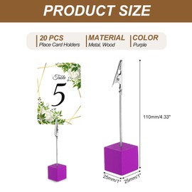 PATIKIL Place Card Holder, 20Pcs Memo Clip Holder Stand with Alligator Clasp Table Number Holders Wooden Base for Pictures Note Card Paper, Rose Red