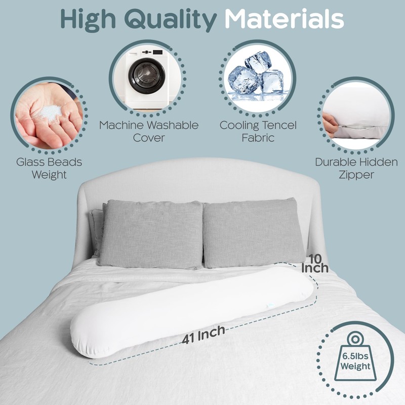 SleepCloud Weighted Body Pillow 6.5lbs - Weighted Pillow for Deeper