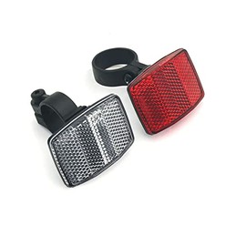 MFC PRO Universal Bicycle JIS Adjustable Handle Seat Stay Front/Rear Reflector with Bracket Reflector (Front (White) + Rear (Red)