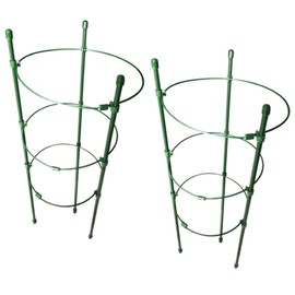 Orgrimmar Vine Trellis Support 17.7" Flowers Plants Cage Triple Plastic Pillar with Iron Rings Vine Plants Holder Stand Small Pot Plant Trellis for Home Garden Balcony(Pack of 2)