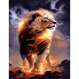 NAIMOER Lion Diamond Painting Kits for Adults Children, 5D Diamond Painting Lion Pictures Adults, Diamond Painting Animals Pictures Children Painting Set for Home Decor 30 x 40 cm