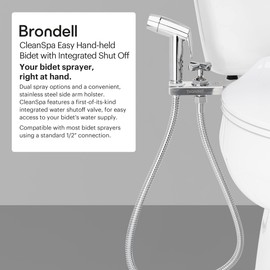 Brondell Bidet - CleanSpa Easy Hand-Held Bidet Sprayer and Mounted Holster with Integrated Shut Off, Stainless Steel, X-Large