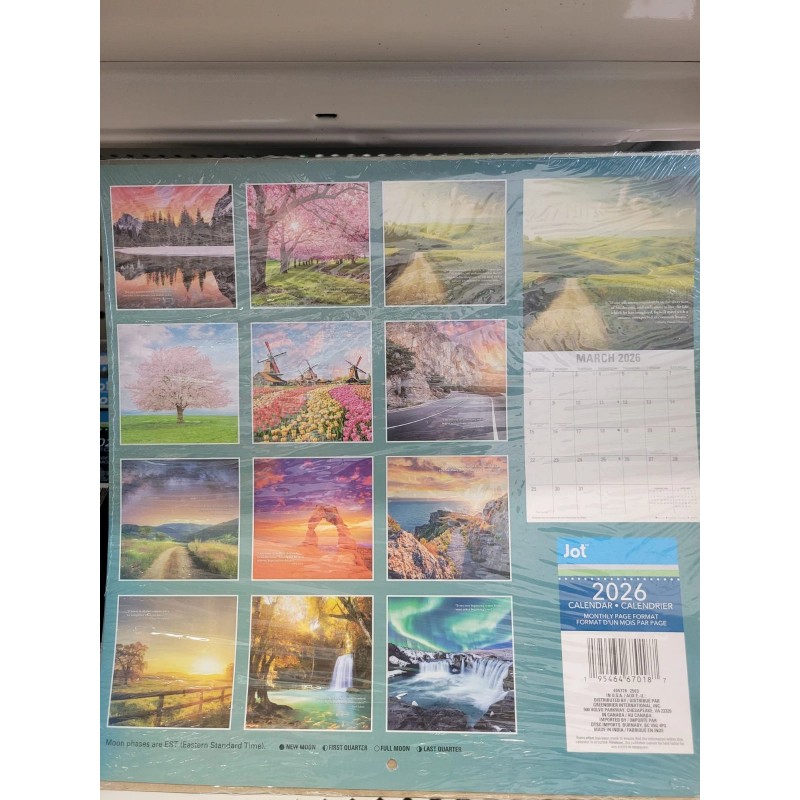 jot 2026 Inspiration Quotes 12 Months Calendar 12" With Bonus