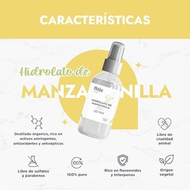 HEBBE Hidrolato De Manzanilla 120 ml | Tónico Facial Calmante | Astringente Antioxidante | Para Piel Sensible y Cabello Seco