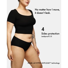 LEAKPROOF2.0 Seamless Brief Period Underwear for Women | Period Panties Holds 4 Tampons | Mild Incontinence Leak Proof Underwear (S/M, Black)