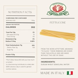 Rustichella d'Abruzzo Fettuccine - 500g Egg-Free Wide Ribbon Pasta - Perfect for Sauces - Cooks in 11-13 Minutes - Traditional Italian Recipe