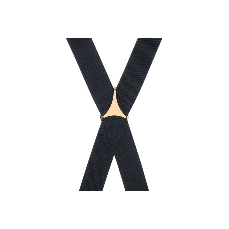 MANDITTIONS XL Black Trouser Braces with 4 Gold Clips 35mm