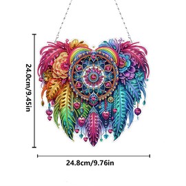 Meecaa Diamond Art Painting Wreath Kit with Tools, Dream Catcher DIY 5D Special Shaped Diamond Crafts Window Wall Door Decoration (Dreamcatcher)