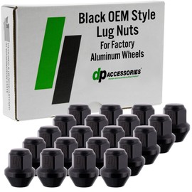 DPAccessories Lug Nuts Compatible with 2008-2014 Dodge Avenger | Black OEM Style | Factory Aluminum Wheels Only | Set of 20 Wheel Nuts | DDOAVS01F-BK/1
