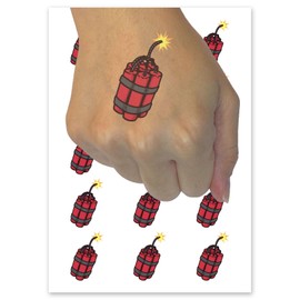 Dynamite TNT Sticks Explosives Bundle Fuse Temporary Tattoo Water Resistant Fake Body Art Set Collection - 15 2" Tattoos (1 Sheet)