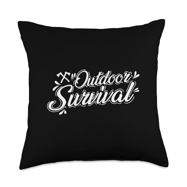 Outdoor Survival Forest Wilderness Campfire Axe Throw Pillow