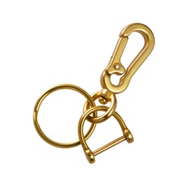 Dilidou Carabiner Keychain Clip, Key Fob Keychain, Brass Keychain with Anti-Lost D Ring and Key Ring, Gold, Keychain for Men and Women