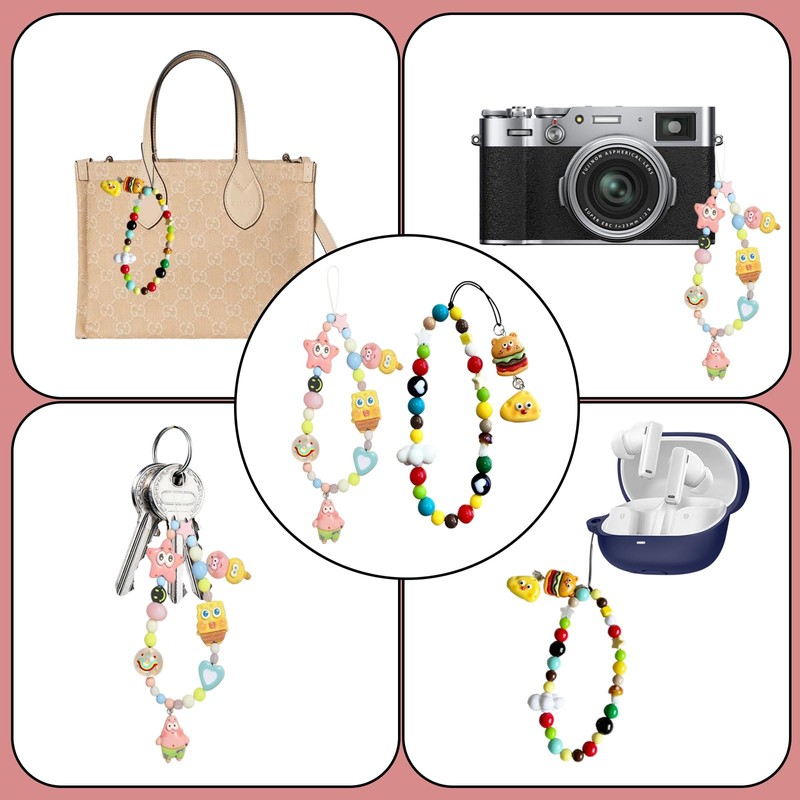 FOSDICK 2 Pcs Cute Phone Charm, Phone Bracelet Strap, phone