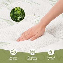 Mattress Cover Full Size, Side Pockets, Bamboo Fiber Waterproof Mattress Cover, Cooling Extra Thick Breathable Mattress Cover, Deep Pocket Soft Quilted Fitted Mattress Cover
