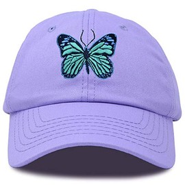 DALIX Exotic Blue Butterfly Hat Womens Gift Embroidered Girls Cap in Lavender