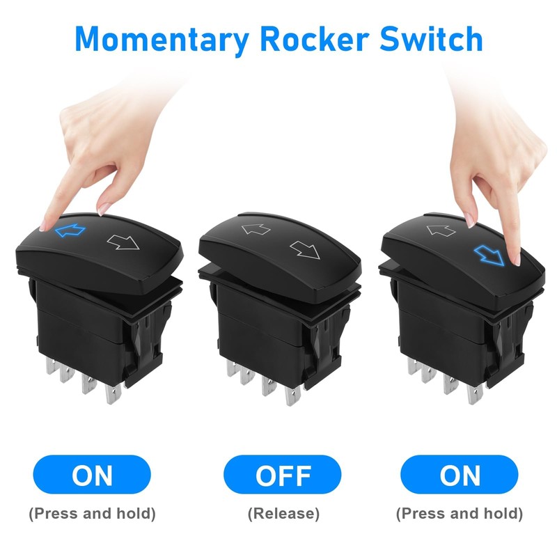 Linkstyle Momentary Rocker Switch, 7 Pin DPDT 20A ON-Off-ON Up/Down