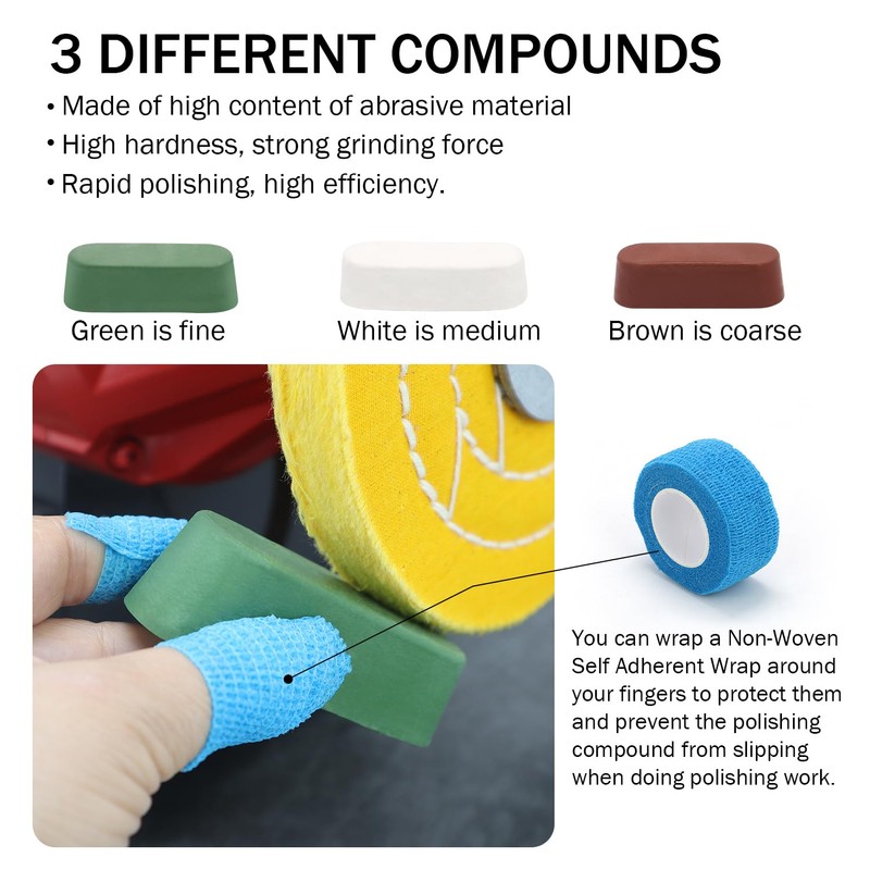 SCOTTCHEN 8inch Buffing Polishing Wheels 5/8" Arbor Hole,Soft/Fine/Medium for Bench