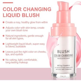 Rubor Que Cambia De Color, Rubor Líquido Que Cambia De Temperatura Para Pieles Maduras, Resistente Al Agua Larga Duración Para Maquillaje Facial      
