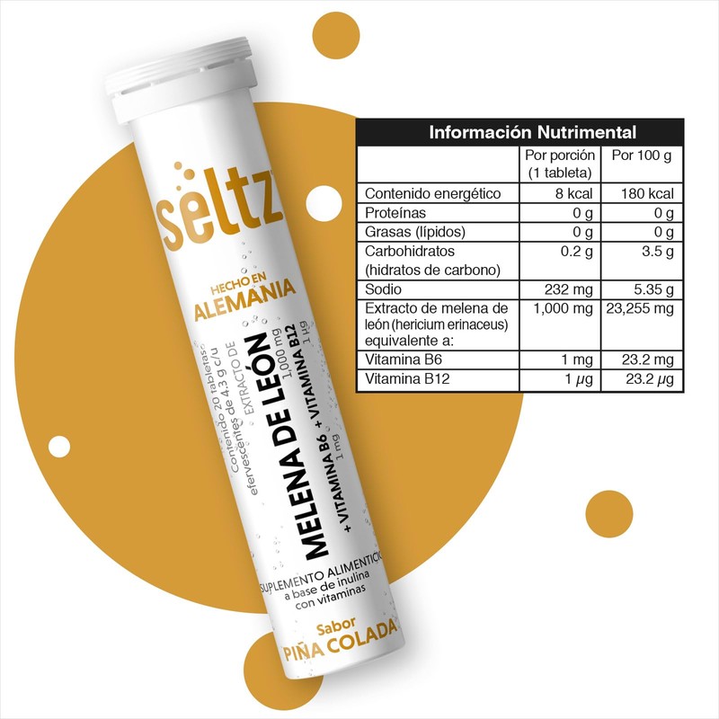 SELTZ TABLETA EFERVESCENTE MELENA DE LEON 90G