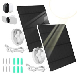 Solar Panel for Arlo Pro 3/Arlo Pro 4/Arlo Pro 5S/Pro 3 Floodlight/Ultra/Ultra2, 5W Solar Panel Charger Camera Solar Panel IP65 Waterproof with 3 m Cable, 360° Adjustable Bracket (Pack of 2)