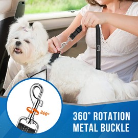 Lukovee Double Dog Seat Belt, New Dual Pet Car Headrest Restraint Safety Seatbelt No Tangle Dog Leash Duty Adjust Elastic Bungee Puppy Lead Splitter Connect Harness in Vehicle Travel (B-Detachable)