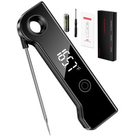 2025 Meat Thermometer Digital, ±0.5°F Accuracy Instant Read Thermometer180° Rotating Display, Calibratable and Auto Off, IP67 Waterproof Food Thermometer for Cooking,Grill,Oil Deep Fry, Brewing,Candy