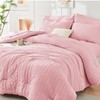HYMOKEGE Pink Twin Comforter Set Seersucker 5 Pieces, All Season