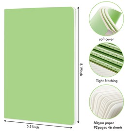 16 Pack Soft Cover Journal Bulk, Feela Lined Notebooks College Ruled for Work for Women Girl Writing, Blank Travel Journal Note Taking Notebook School Business Supplies, 8.2” x 5.5”, A5, Light Green