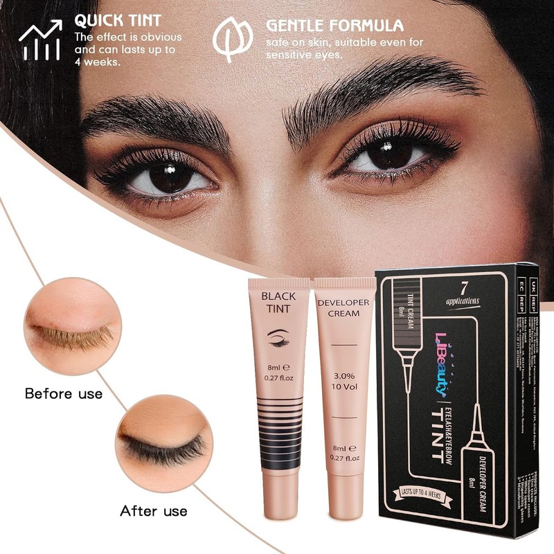 Libeauty Eyelash Dyeing, Eyelash Colour, Black, Eyebrow Colour, Easy to