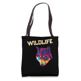 Geometric Colorful Wolf Wildlife Zoo Animals Wild Animal Men Tote Bag