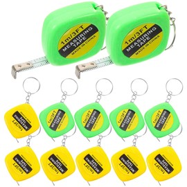 TEHAUX 12PCS Mini Automatic Tape Measure Keychain - Portable Steel Ruler with Key Ring, Assorted Colors, 1.38 X 1.38 X 0.59 Inches, Ideal for Kids and Sewing, Random Color